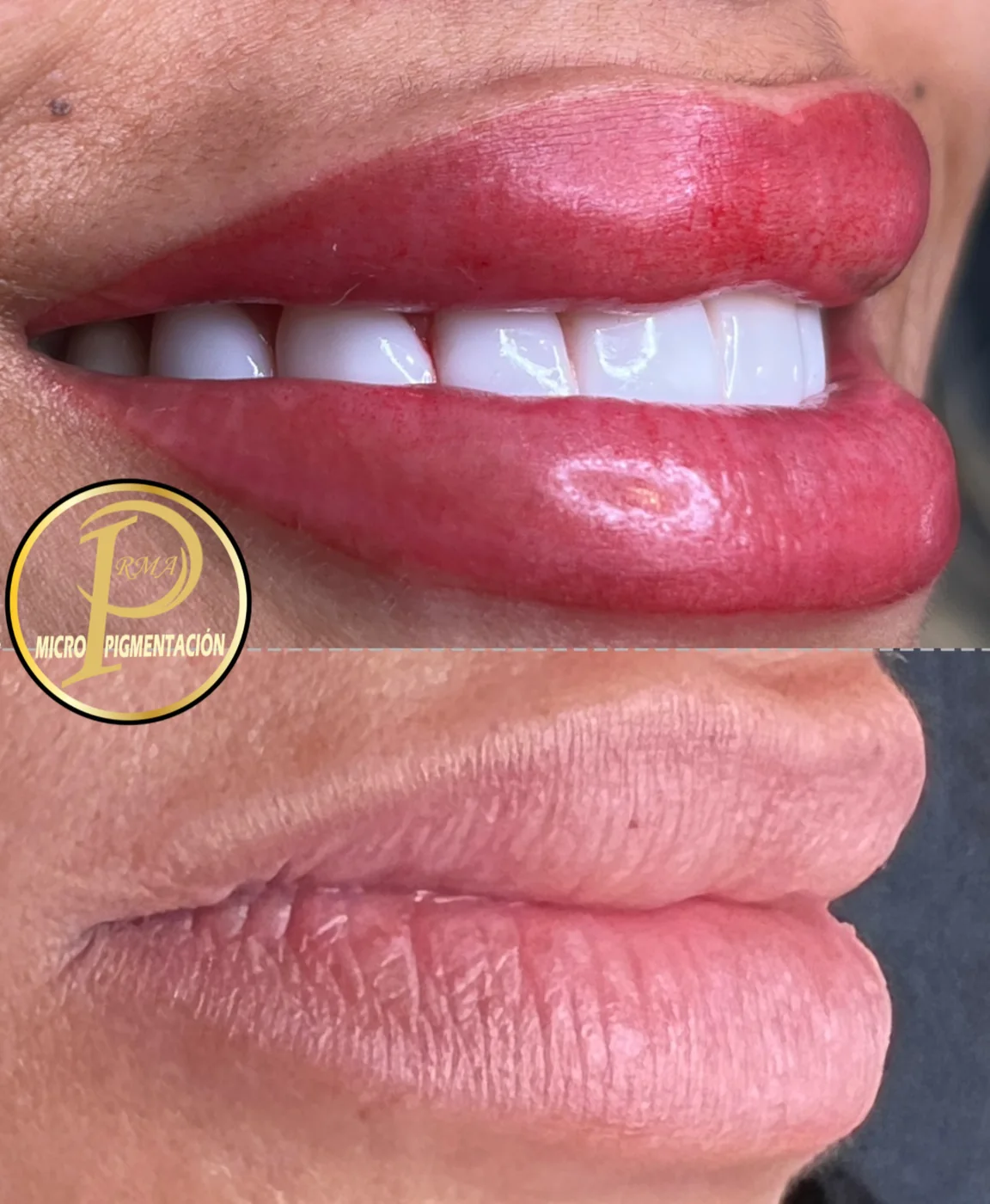 Labios el mismo día del tratamiento y una vez desinflamados