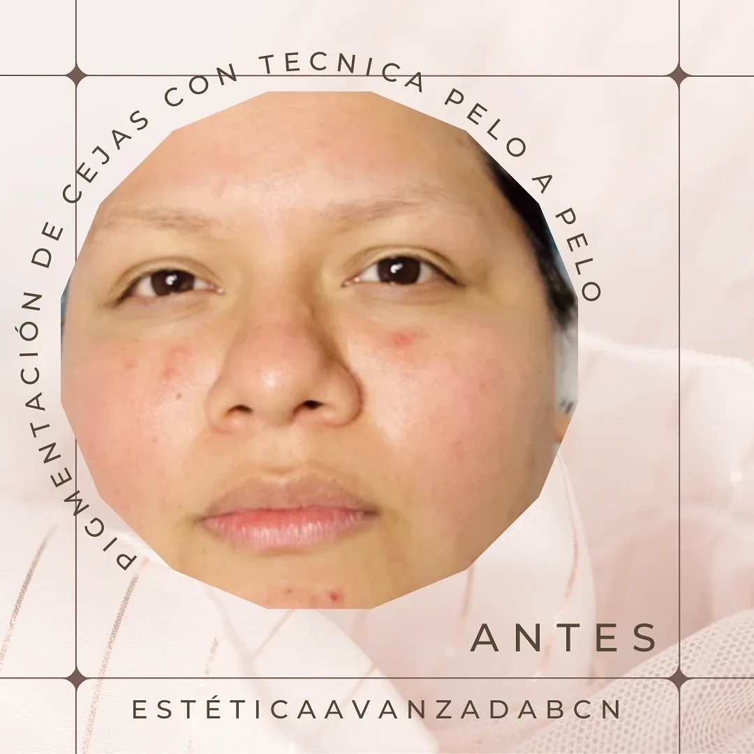 Cejas antes y después de la micropigmentación, en el centro de Gràcia